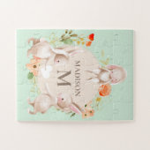 Monogram Bunny Rabbits Floral Girly Persoonlijk Legpuzzel (Horizontaal)