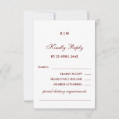 Monogram Burgundy Christian Wedding RSVP Card (Devant)
