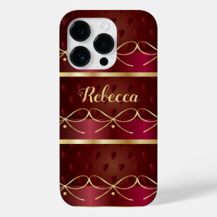 Monogram Burgundy Colour Decor Luxury Case-Mate iPhone 14 Pro Hoesje