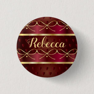Monogram Burgundy Colour Decor Luxury Gold Ronde Button 3,2 Cm