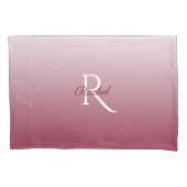 Monogram Burgundy Ombre Gradient Wedding Couple Kussensloop (Voorkant-Links)