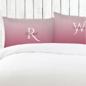 Monogram Burgundy Ombre Gradient Wedding Couple Kussensloop