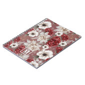 Monogram Burgundy Roos Pink Floral Pattern Notitieboek (Linkerzijde)