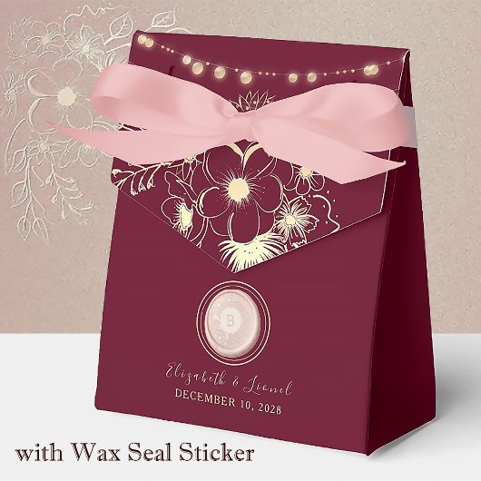 Monogram Burgundy Wedding Favor Box Bedankdoosjes