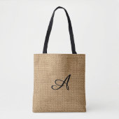 Monogram Burlap Print Canvas tas (Voorkant)