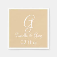 Monogram Burlap Tan Premium Colorful Napkins