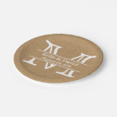 Monogram Burlap Texture Rustic Wedding Papieren Bordje (Gekanteld)