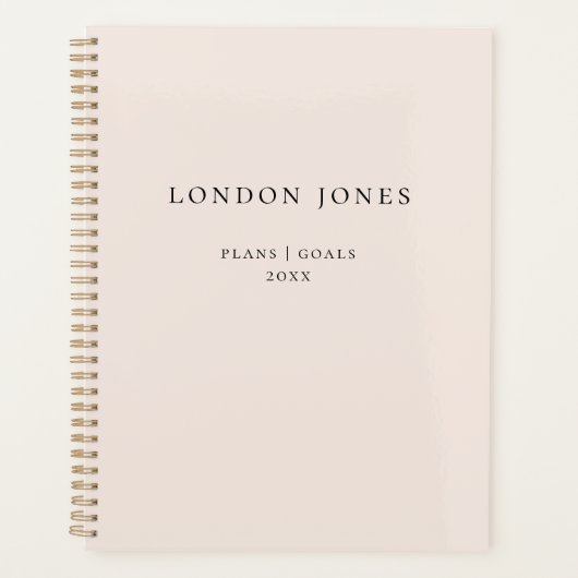 Monogram Business Planner Nom simple Blush Pink (Devant)