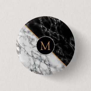 Monogram Button met zwarte witte marmer
