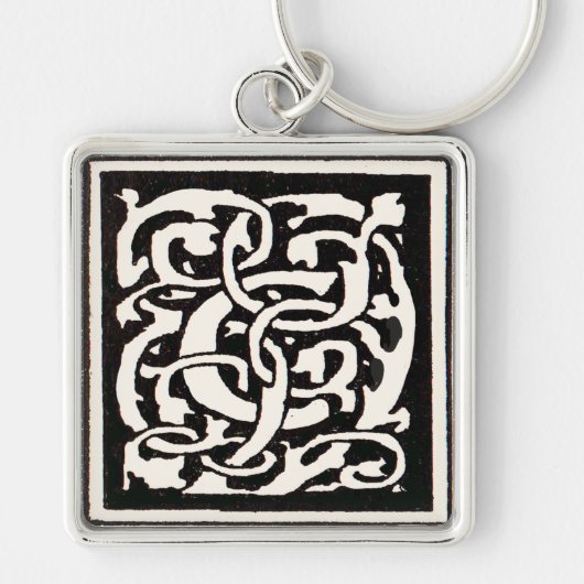  Monogram C Art Nouveau Letter Sleutelhanger (Voorkant)