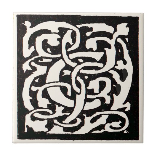  Monogram C Art Nouveau Letter Tegeltje (Voorkant)