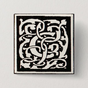 Monogram C Art Nouveau Letter Vierkante Button 5,1 Cm