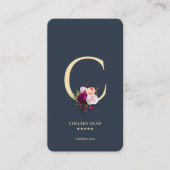 Monogram C Donkerblauw Goud Professioneel Visitekaartje (Voorkant)