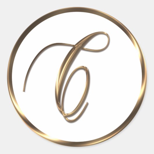 Monogram C Faux Bronze Ronde Sticker (Voorkant)