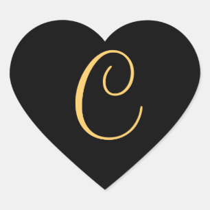 Monogram C, goudkleurig initiaal C Hart Sticker