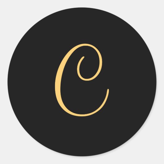 Monogram C, goudkleurig initiaal C-schrift Ronde Sticker (Voorkant)