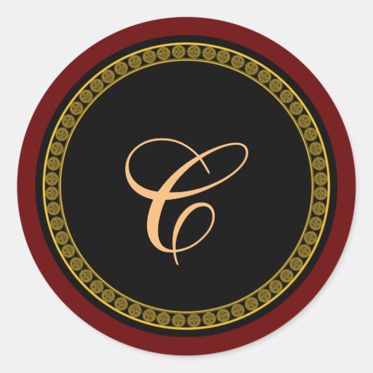 Monogram "C" goudkleurig script Ronde Sticker (Voorkant)