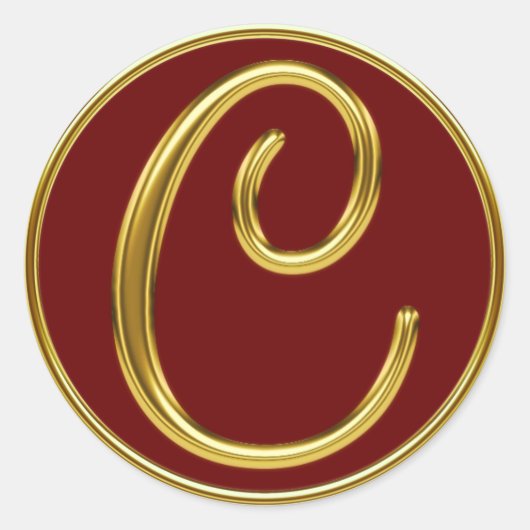 Monogram C in 3D goud Ronde Sticker (Voorkant)