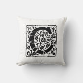Monogram C Initiaal Black en White Floral Pattern Kussen (Voorkant)