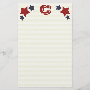Monogram C / Initiaal C Stars & Stripes Stationery Briefpapier