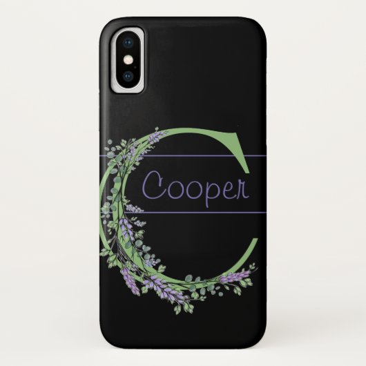 Monogram C lavendel Eucalyptus Case-Mate iPhone Case (Achterkant)