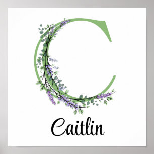Monogram C Lavendel Eucalyptus kinderkamer  Poster