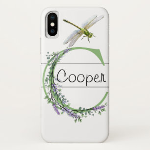 Monogram C Lavender Eucalyptus met Dragonfly iPhone X Hoesje
