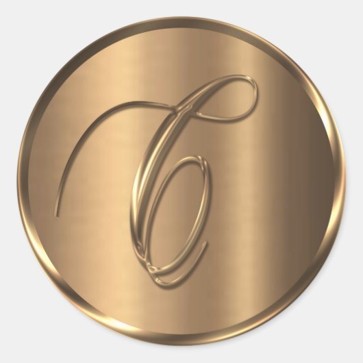 Monogram C NONMETALLIC Bronze Envelope Seal Ronde Sticker (Voorkant)