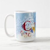 Monogram C Snowy Forest Animals Snowman Trees Koffiemok (Links)