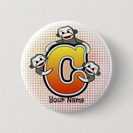 Monogram C Sock Monkey Ronde Button 5,7 Cm (Voorkant)
