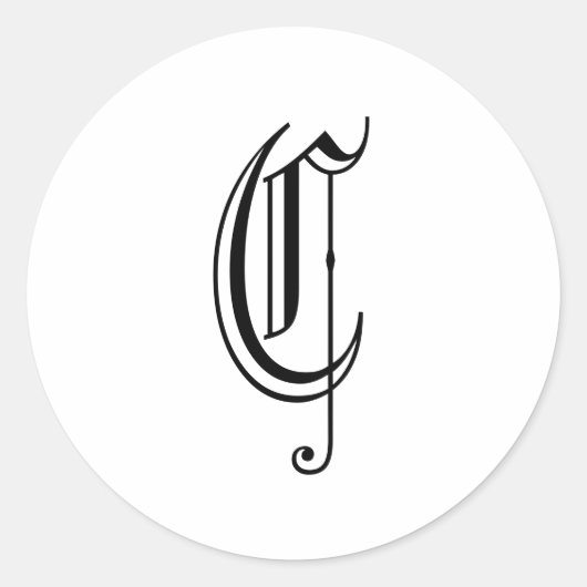 Monogram "C" sticker Oude Engelse stijl_Zwarte tek (Voorkant)