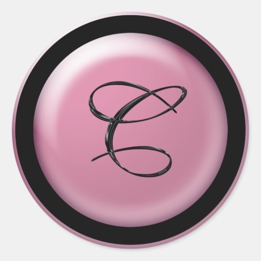 Monogram C Uitnodigingen Ronde Sticker (Voorkant)
