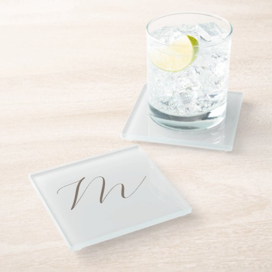 Monogram Calligrafie Uniek Plain Modern Glazen Onderzetter (Schuin)