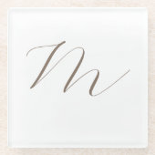 Monogram Calligrafie Uniek Plain Modern Glazen Onderzetter (Voorkant)