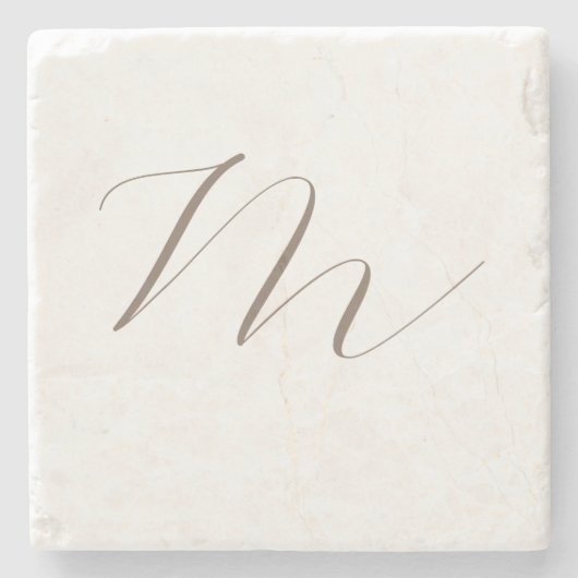 Monogram Calligrafie Uniek Plain Modern Stenen Onderzetter (Voorkant)
