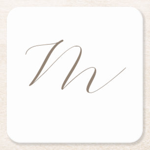 Monogram Calligrafie Uniek Plain Modern Vierkante Kartonnen Onderzetter