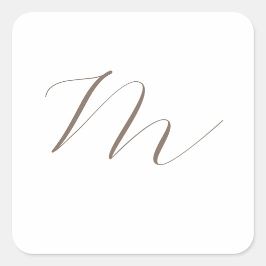 Monogram Calligrafie Uniek Plain Modern Vierkante Sticker (Voorkant)