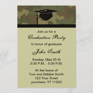 Monogram Camouflage Graduation Party Invitation Kaart
