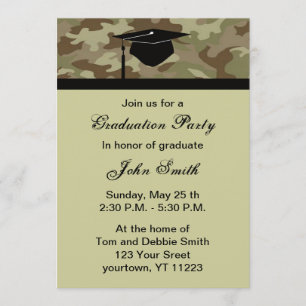 Monogram Camouflage Graduation Party Uitnodiging
