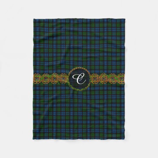 Monogram Campbell Militaire Tartan Fleece Deken (Voorkant)
