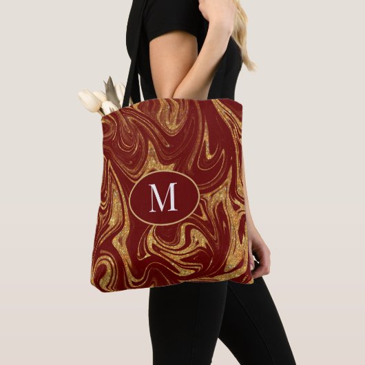 Monogram Canvas tas Goud Glitter Maroon Achtergron (Dichtbij)