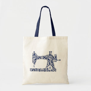 Monogram Canvas tas Navy Blue Damask Sewing Machin