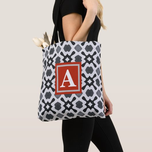 Monogram | Canvas tas zwart-wit patroon (Dichtbij)