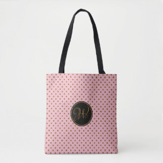 Monogram Canvas tassen | Roos Gold Glitter Polka D