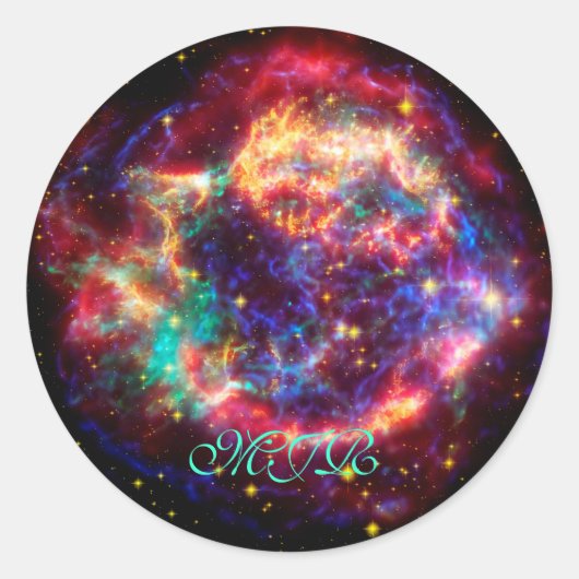 Monogram Cassiopeia, Milky Ways Youngest Supernova Ronde Sticker (Voorkant)