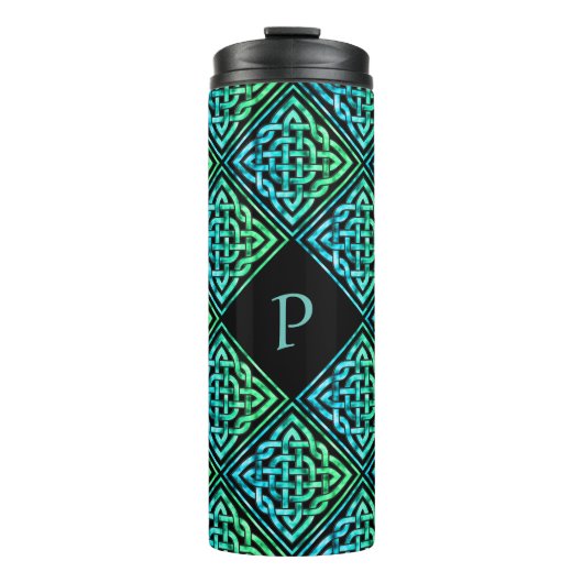 Monogram Celtic Blue Green Tumbler Thermosbeker (Voorkant)