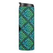 Monogram Celtic Blue Green Tumbler Thermosbeker (Geroteerd rechts)