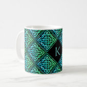Monogram Celtic Knot - Blauwe Groene Mok (Voorkant links)