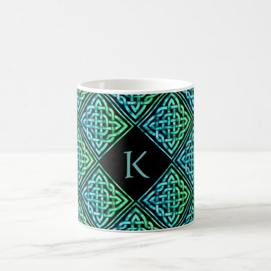 Monogram Celtic Knot - Blue Green Mug (Centre)