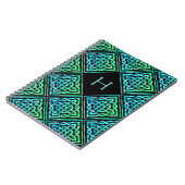 Monogram Celtic Knot Blue Green Pattern Notitieboe Notitieboek (Linkerzijde)